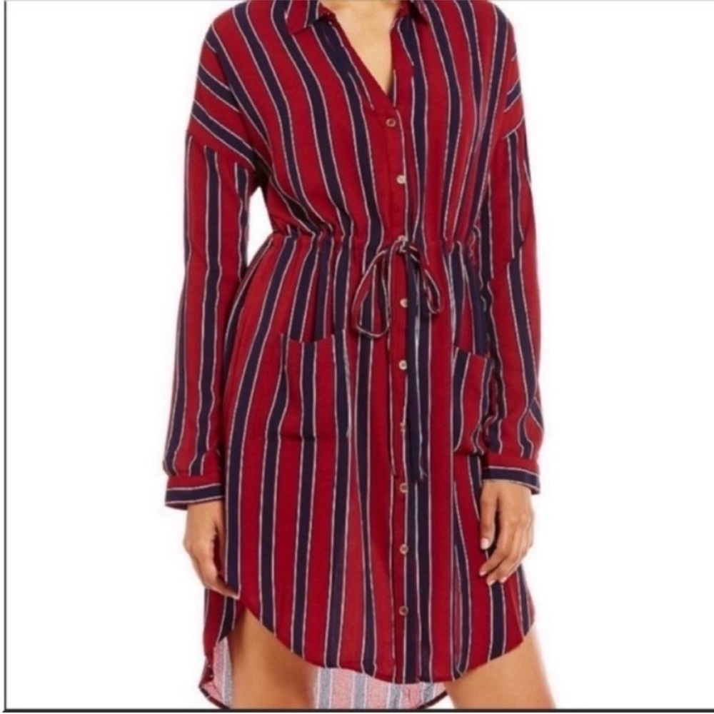 Blu Pepper Striped Red and Blue Shirt Dress